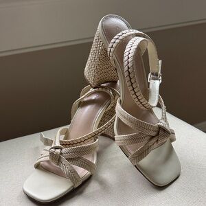Chic Tan Woven Strap Wedge Sandals